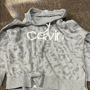 Calvin Klein Gray Leopard Print Hoodie